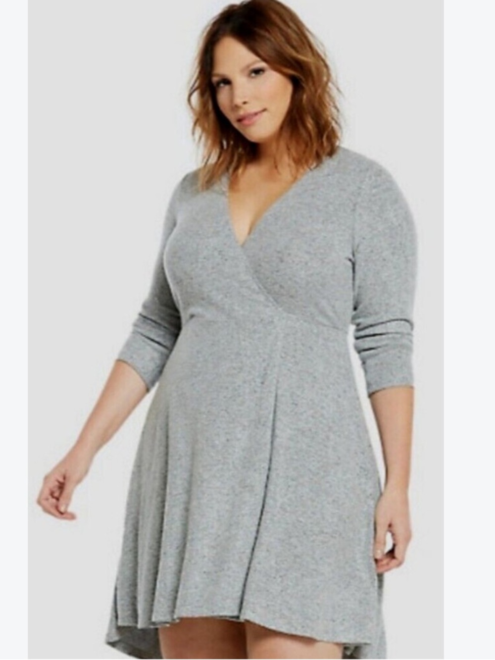 Torrid Faux Wrap Mini Dress Heather Gray Knit Size 1X